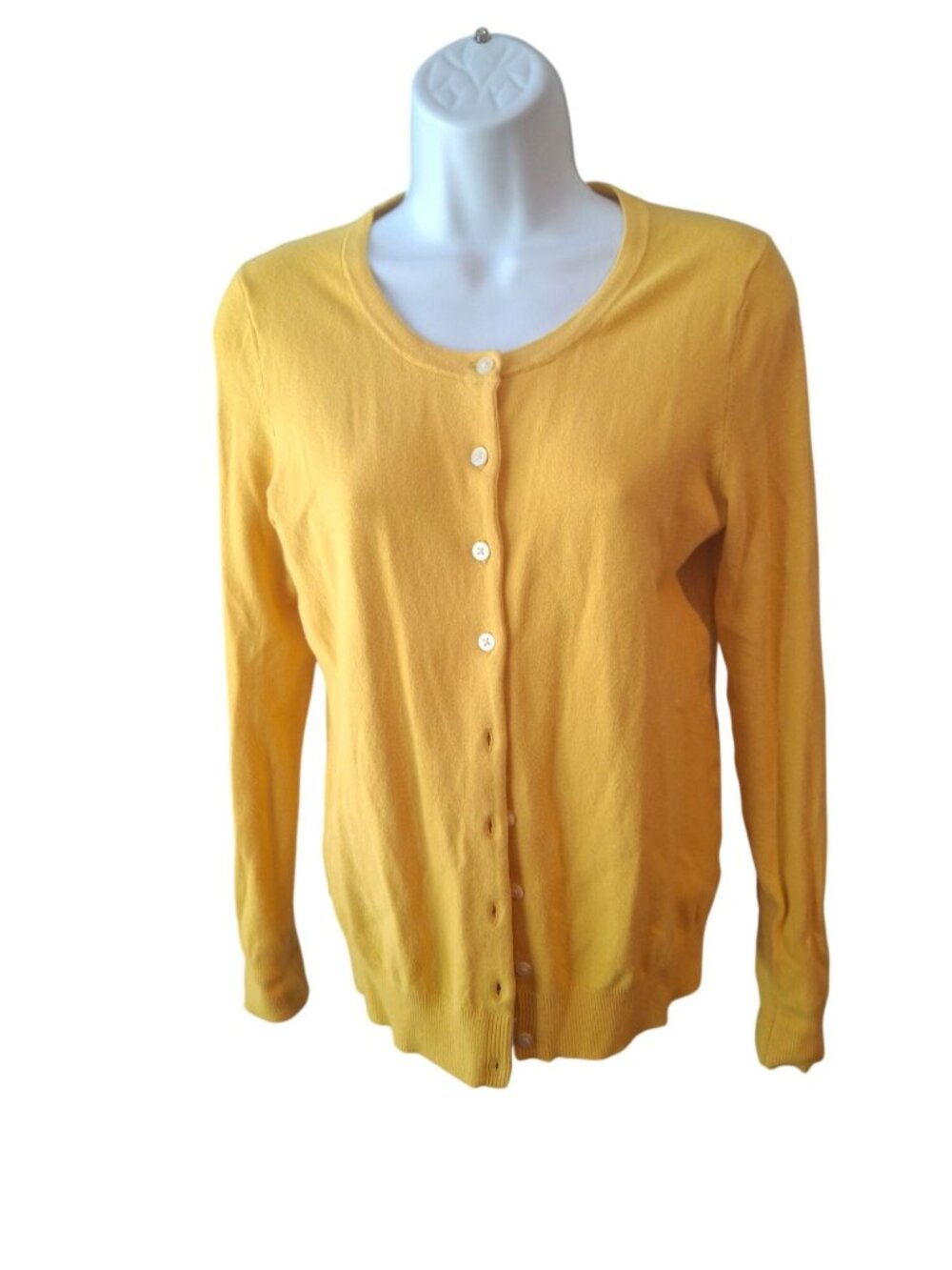 Old Navy Womens S Mustard Yellow Cotton Cardigan Sweater Button Front Preppy